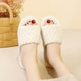 thumbnail image 4 of Slippers for Women,Open Toe Slippers Flat Bottom Warm Indoor NonHome Comfort Footwear,Womens Slippers,01 White,7, 4 of 8
