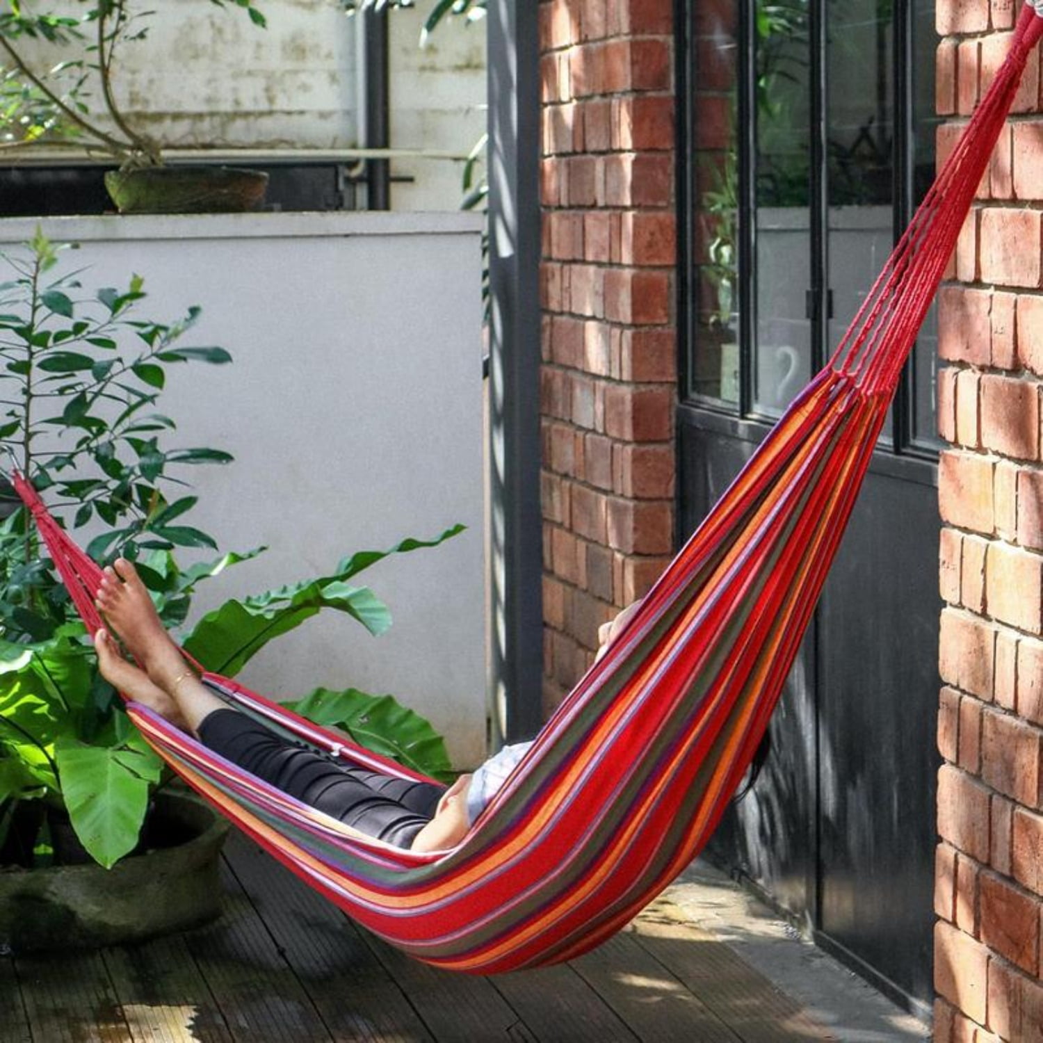 Canvas Camping Hammock Double Widened Single Hammock Chair Without Stand for Outdoor Enthusiasts(Without Stand)