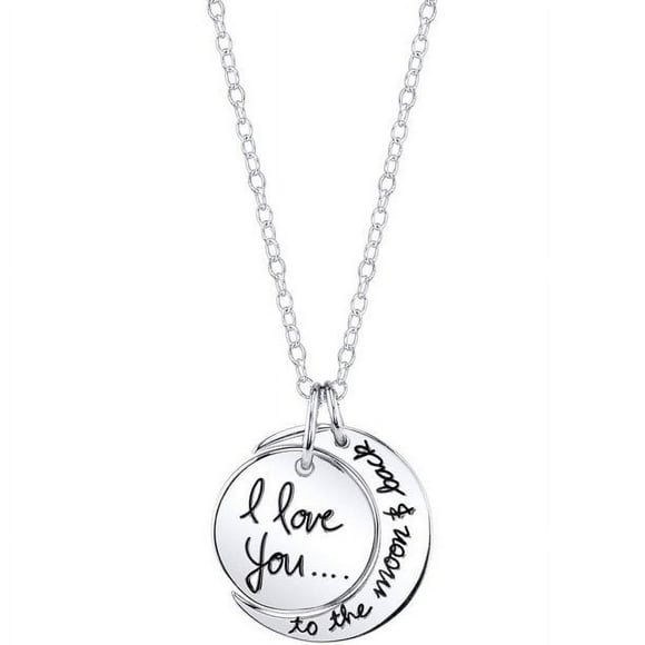 X Women‘s Sterling Silver ”I Love You to the Moon & Back” Pendant Necklace 18” Gifts for Christmas Valentine‘s/Mother‘s Day Anniversary Birthday for Girls Wife Girlfriend.