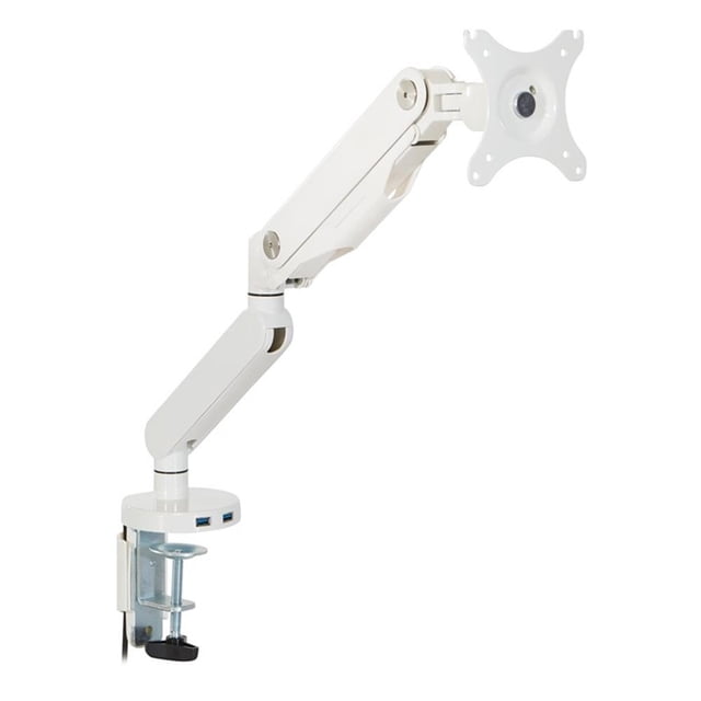 Scranton & Co Single Monitor Arm with USB 3.0 Port in White Aluminum