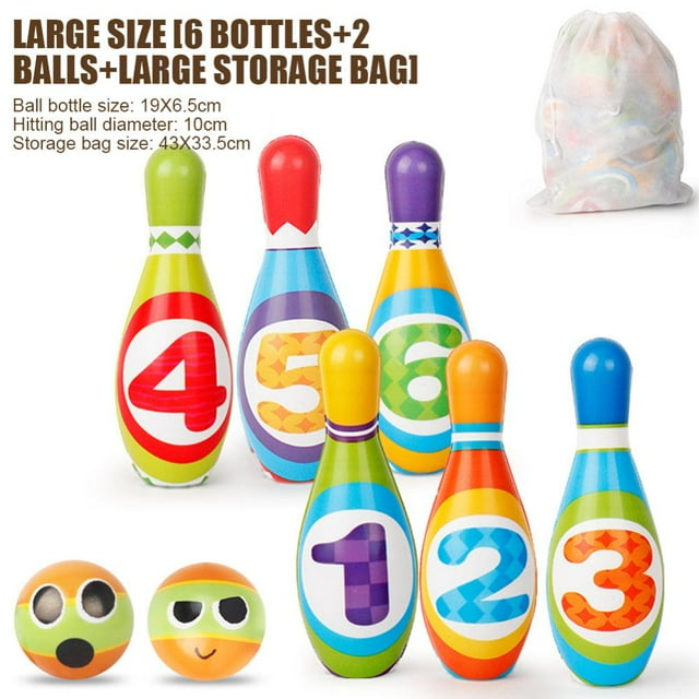 Ensemble de Quilles pour Enfants Jouets pour Tout-Petits Garçons Filles Balle de Quilles Colorée Imprimée avec Chiffres Jouets