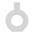 thumbnail image 5 of Modern Stoneware Ceramic Vase - Minimalist Decorative Accent for Home, Office, Bedroom & Living Room - Contemporary Round Hollow Design - 9" White, 5 of 10