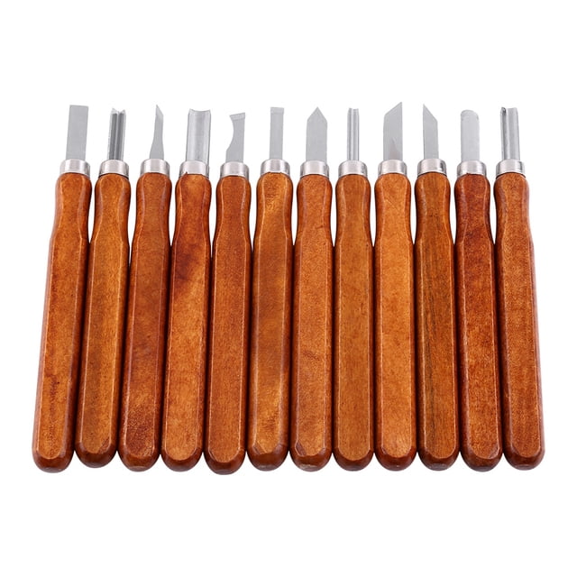 Juego de cuchillos cincel, 12 piezas, cuchillo cortador de madera, cincel para artesanías de madera, hojas para tallar madera, rendimiento impulsado