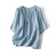 thumbnail image 1 of Blusas de Color Sólido Fiudx para Mujer Manga Corta con Cuello Levantado y Botones Sueltos, 1 of 7