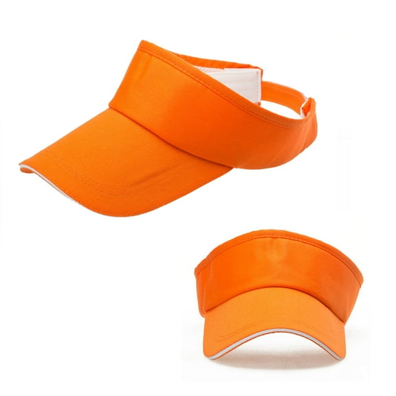 HEATSHAKING 1Set Sports Visor Hat for Men and Women Orange Cotton UV Protection Adjustable Strap Round Brim 11.8x5.9x0.4in