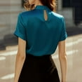 thumbnail image 4 of Lopecy-Sta Womens Blouses Dressy Pullover Solid Color Satin Shirt Short Sleeve Solid Blouse Twist Knot Casual Loose Tops, 4 of 5