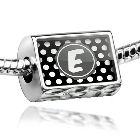 Black Polka Dots Chart - Bead Monogram E Black Polka Dots Charm Fits All European Bracelets
