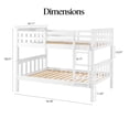 thumbnail image 3 of From the Tree Furniture Twin Over Twin Solid Wood Bunk Bed with Ladder, Guardrails, and Headboards, White Finish, 3 of 11