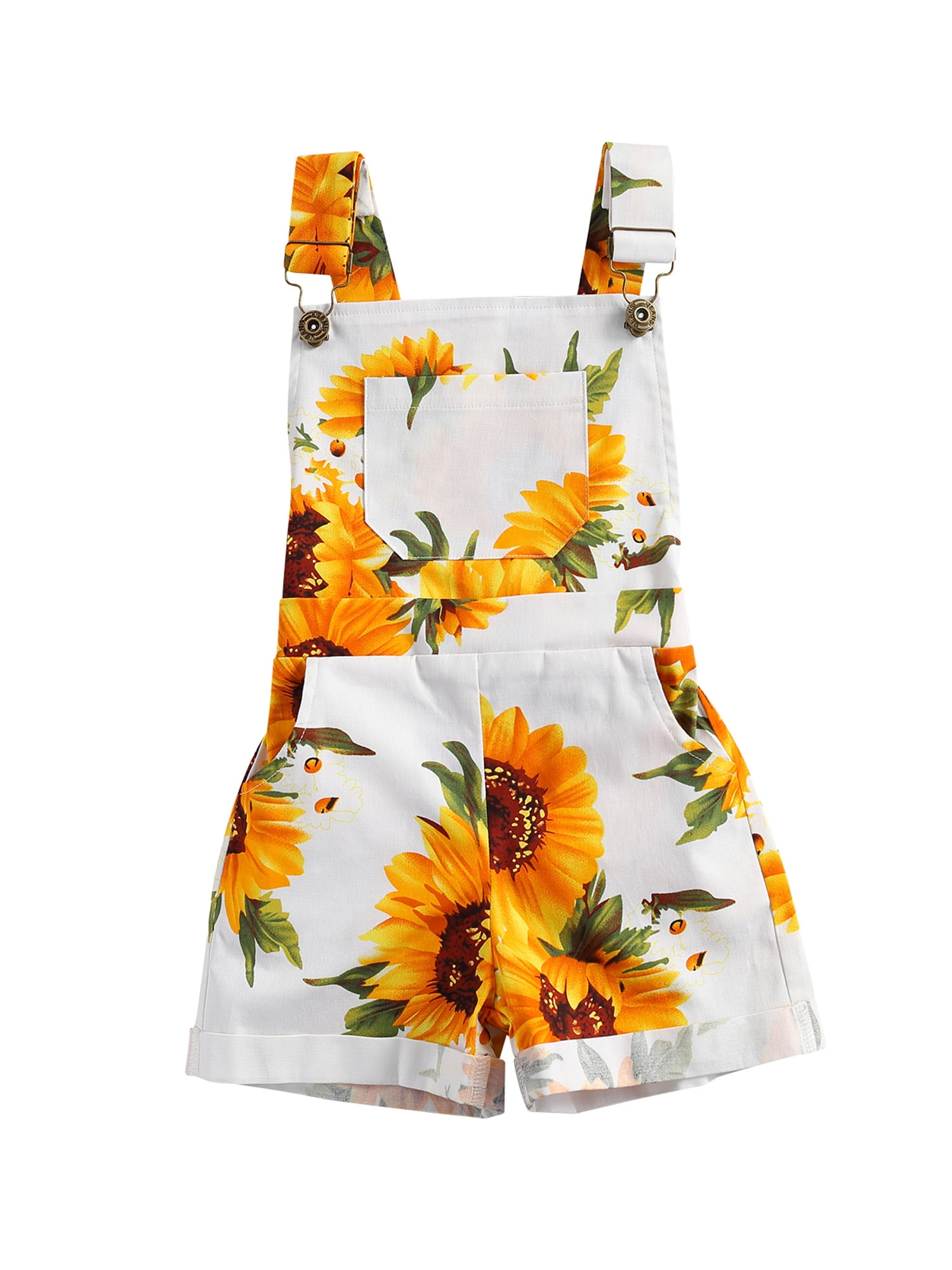 Gwiyeopda Toddler Kids Baby Girl Sunflower Short Jumpsuit Romper