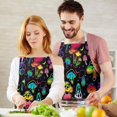 thumbnail image 3 of Colorful Mushroom Star Black Pattern Apron-Garden Aprons for Women with Pockets-Cotton Linen Waterproof Kitchen Cooking Gardening Aprons Adjustable for Kitchen,Cooking,BBQ and Salon 33x27 Inch, 3 of 7