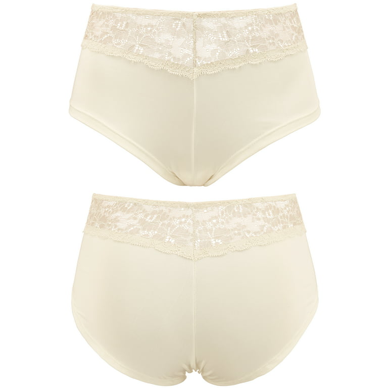 Curve Muse Womens 100% Cotton Bikini Briefs Mid Waist Underwear Panties-6  Pack-PACKB-S
