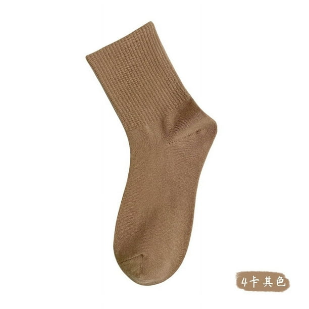 Zhuge 10 pares de calcetines de algodón para mujer, finos, suaves, cómodos, transpirables, por encima del tobillo, para negocios, informales (caqui)