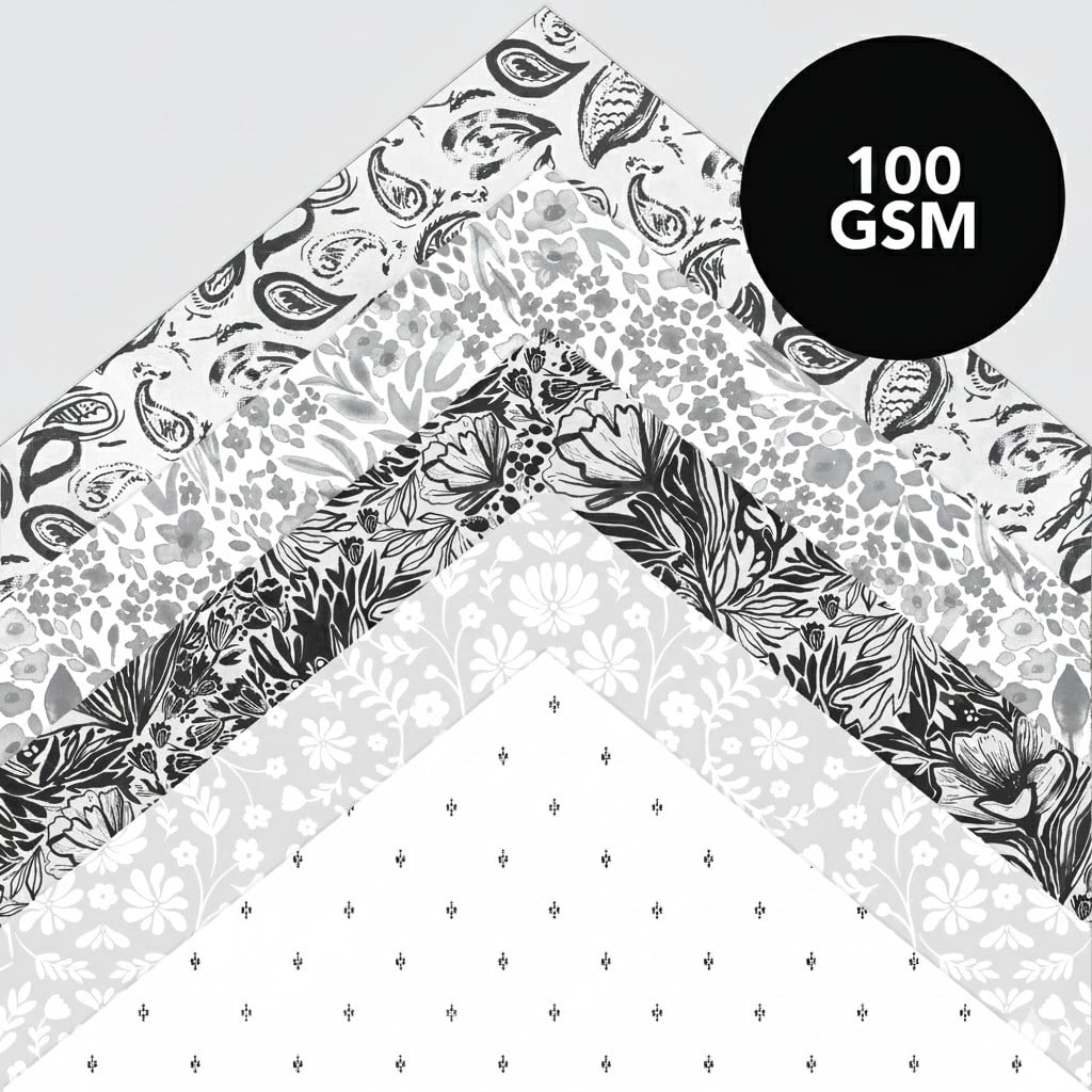 Roobee by Mara Mi Black and White Printed Scrapbook Paper, 50 Sheets, 25 Designs
