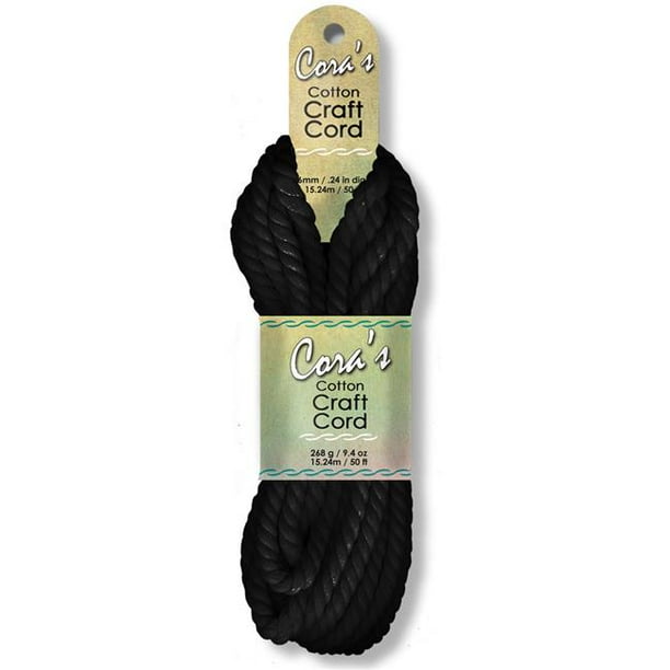 Pepperell Cotton Craft Cord Cora's 6mm 50' Black - Walmart.com