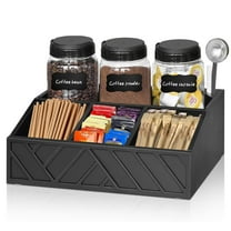 Wooden Coffee Station Organizer, Coffee Bar Accessories and Organizer, Coffee Cups and Coffee Pod Holder for Home and Kitchen, Coffee Bar Storage, LARGE, Black