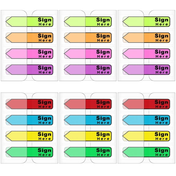 Sign here sticky notes, 600 pcs arrow flag tabs, 8 bright colors, self adhesive markers for notary, office files, books, supplies, multicolor
