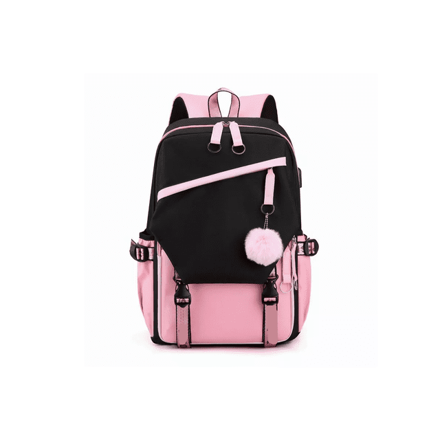Mochila Juvenil Moda Con Puerto Usb Rosa