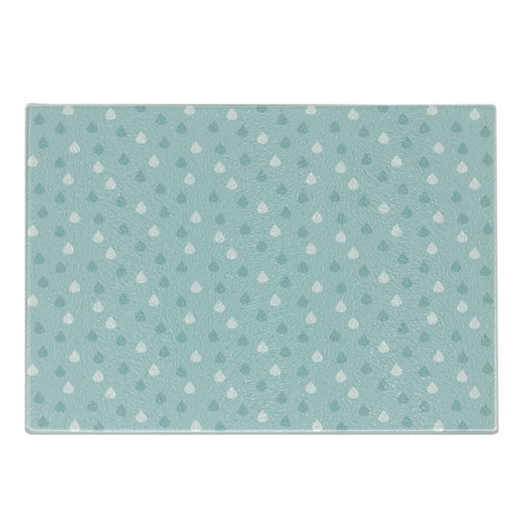 Pale Blue Cutting Board, Separate Droplets Motif in Different Colors Precipitation Drizzle Sky Image, Decorative Tempered Glass Cutting and Serving Board, Small Size, Blue White, by Ambesonne