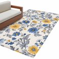 thumbnail image 2 of Yellow Blue Flower Washable Area Rugs 4'x6', Abstract Floral Low Pile Throw Living Room Rug Non-Slip Sturdy Edge Binding Carpet for Indoor Entryway Bedside Kitchen, 2 of 9