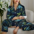 thumbnail image 6 of Yiaed Cartoon Dinosaur Print Pajamas Women's Long Sleeve Sleepwear Soft Button Down Loungewear Pjs Lounge Set Nightwear Womens Pajama Pants-XX-Large, 6 of 7