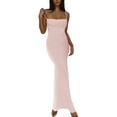 thumbnail image 1 of Faithtur Women's Bodycon Long Dress Spaghetti Strap Square Neck Midi Dress Backless Party Dress, 1 of 9
