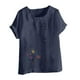 thumbnail image 4 of Vestidos Casuales Para Mujer, Blusas De Mujer De Moda Blusa informal de lino con cuello redondo, manga corta y botones para mujer, 4 of 4