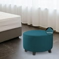 thumbnail image 1 of Foot Stool Cover Foot Stool Slipcover for Living Room High Stretch Polyester Soft Furniture Protector Washable Footrest Cover Dark Blue, 1 of 8