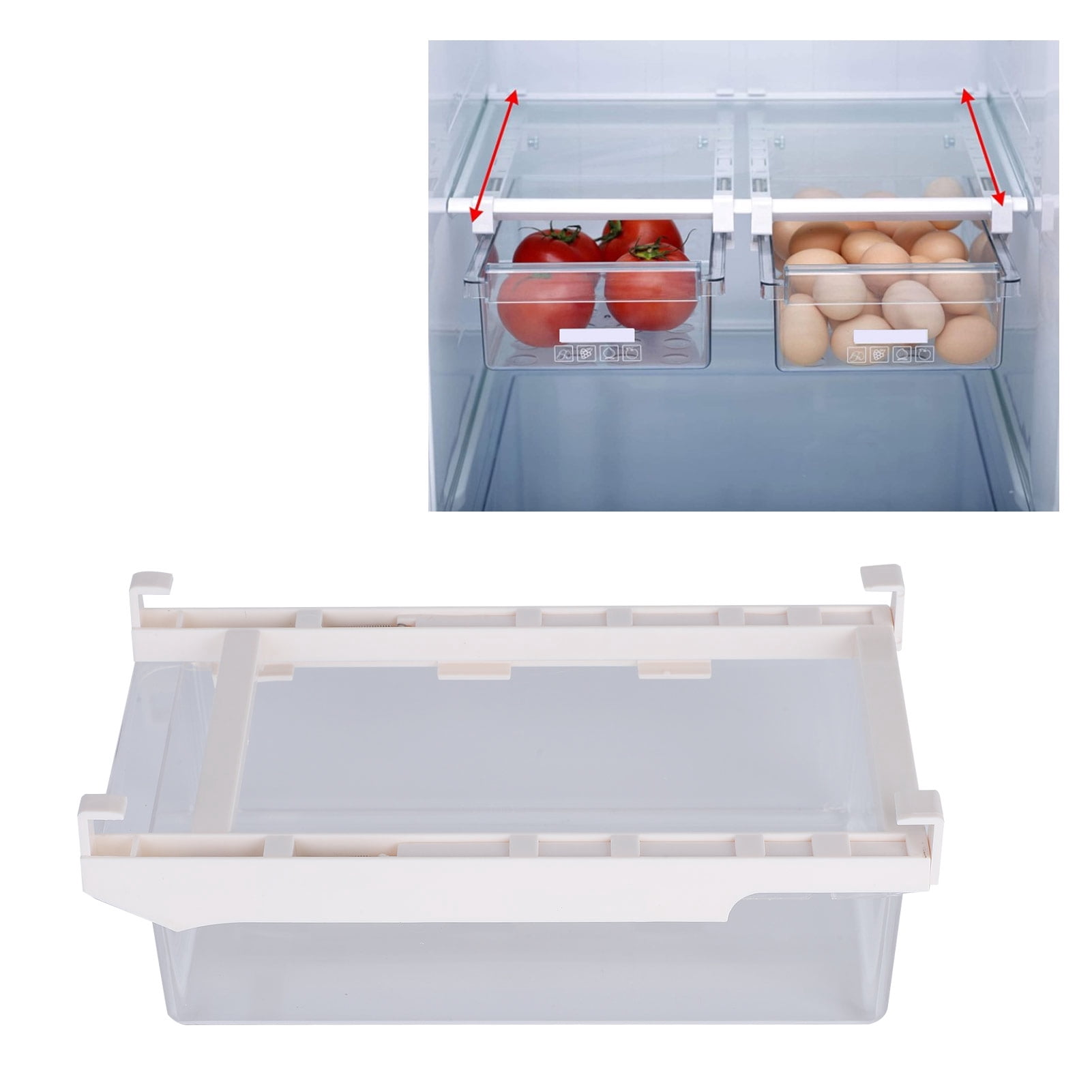 Nieyigj Universal Pull Out Refrigerator Storage Box for Dumplings and Eggs, Adjustable Small Fridge Organizer Drawer, ABS Material, 11.4 inches / 29 cm