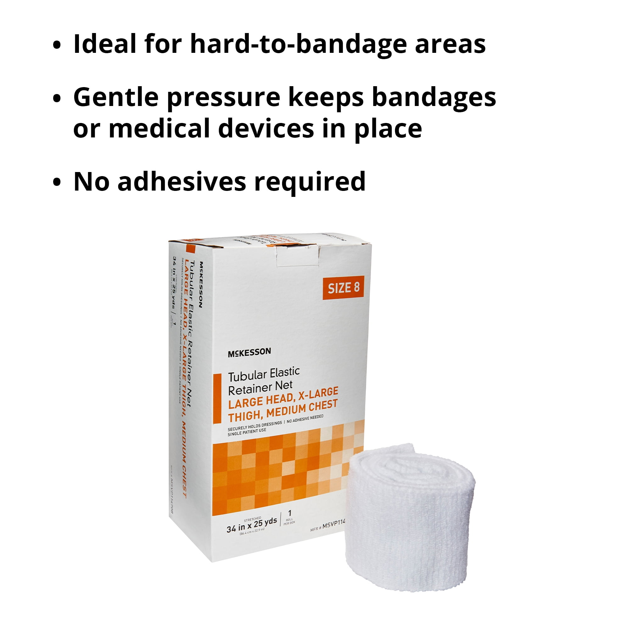 McKesson Tubular Elastic Retainer Net - 34 in x 25 yd, Size 8, 1 Count, 1 Pack