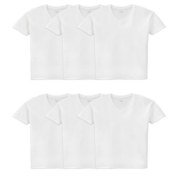 Fruit of the Loom Men's White V-Neck Undershirts, 6 Pack, Sizes S-3XL