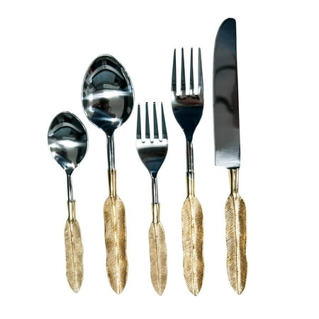 - A & B Home 5 Piece Feather Handle Place Setting