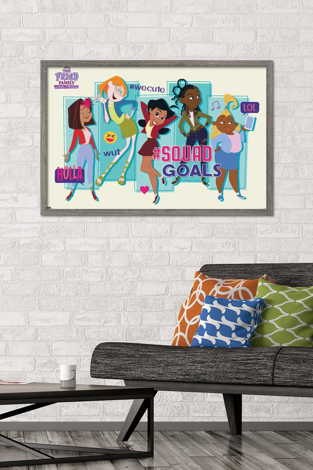 Disney The Proud Family Louder and Prouder - Squad Wall Poster, 22.375" x 34" Framed