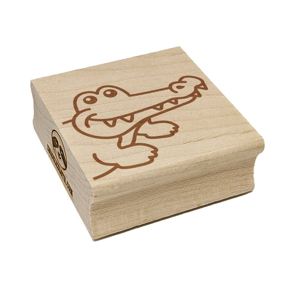 Peeking Alligator Square Rubber Stamp Stamping Scrapbooking Crafting - Small 1.25in