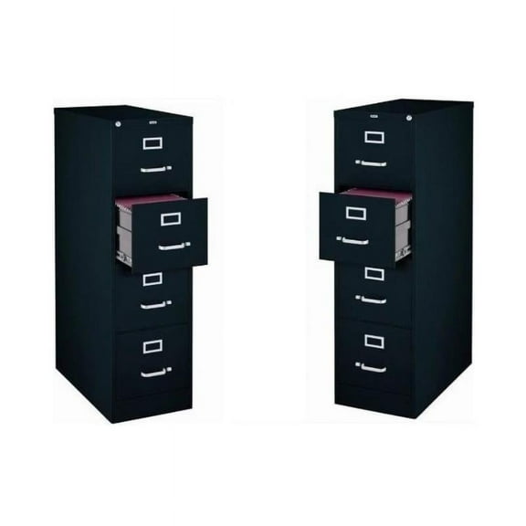 Pemberly Row 22-in Deep Metal 4 Drawer Vertical File Cabinet Black (Set of 2)