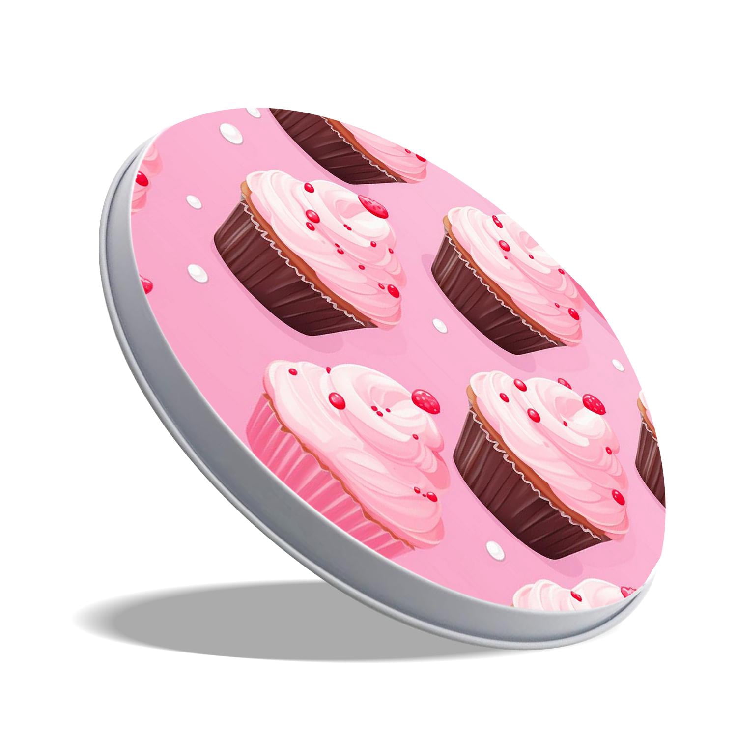 Round Stove Burner Covers 4 Pcs for Home Decor Cooktop Decorative ,Pink Cupcakes Berries design, Metal Round Stove Burner Covers 8Inch And 10Inch
