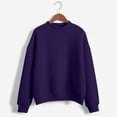 thumbnail image 3 of Yubnlvae Sweatshirt for Women, Women's Solid Color Round Neck Oversized Sweatshirt Loose Fit Long Sleeve Light Sweatshirt Loose Blouse Crewneck Sweatshirts Purple Xl, 3 of 3