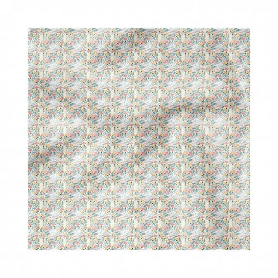 Botanical Decorative Satin Napkins Set of 4, Colorful Print of Endemic Flowers and Branches, Square Fabric Party & Dinner Napkin, 12", Coral Multicolor, by Ambesonne