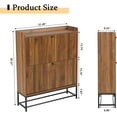 thumbnail image 2 of RARZOE Set of 2 Fluted Shoe Cabinets for Entryway with 2 Flip Drawers, Narrow Wood Shoe Cabinet with Fluted Panel, Freestanding Hidden Shoe Rack with Metal Legs for Foyer,Hallway(31.5''Walnut), 2 of 18