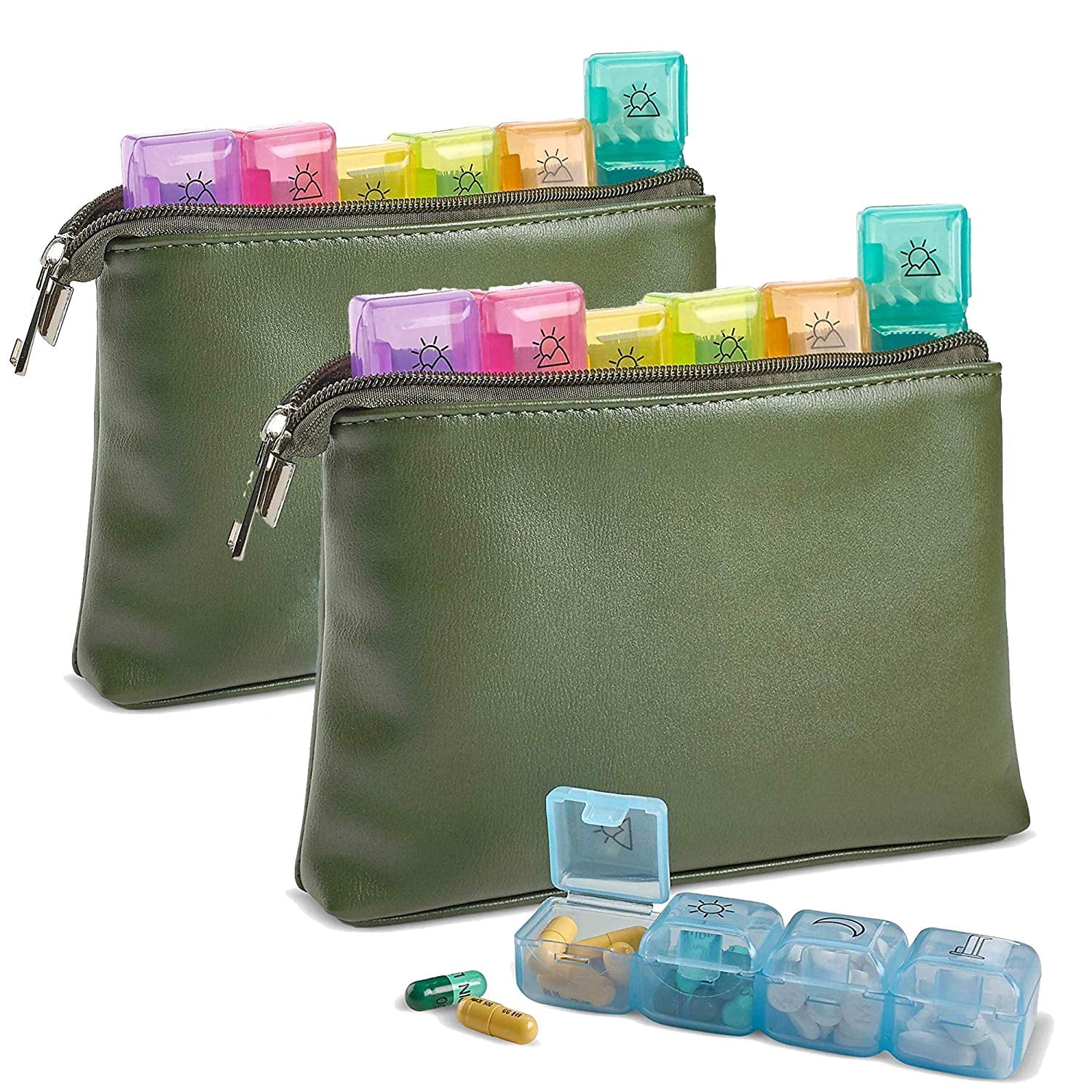 Weekly Travel Pill Organizer Pack of 2 7Day Per Week Wallet