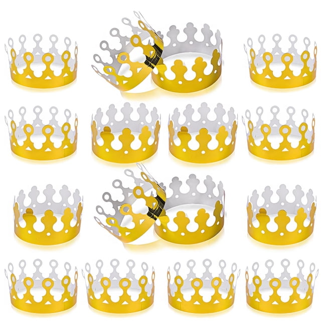 Party Paper Crowns ArtCreativity, paquete de 24 coronas doradas para niños