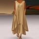 thumbnail image 3 of Vestidos de verano Umfun para mujer, tallas grandes (S a 5XL), informales, lisos, con cuello redondo, sin mangas, largos, estilo camiseta, corte A, para playa, amarillo, 3 of 4