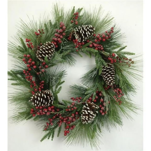Snowy Pinecones Berries & Greens Wreath