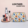 thumbnail image 4 of Flower print F Makeup Bag, Large Capacity Travel Cosmetic Bag for Women Girls- Travel Toiletry Bag Leather Portable Waterproof Makeup Case Organizer with Handle, 4 of 4
