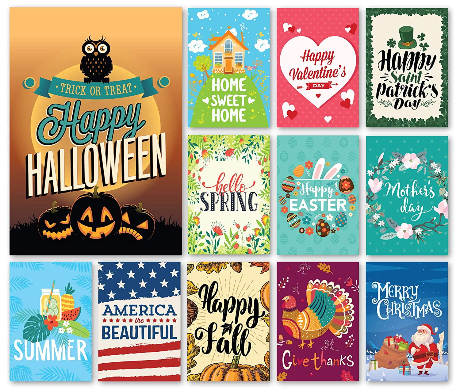 Happy Yard Seasonal Garden Flag Set for Outdoors | Set of 12