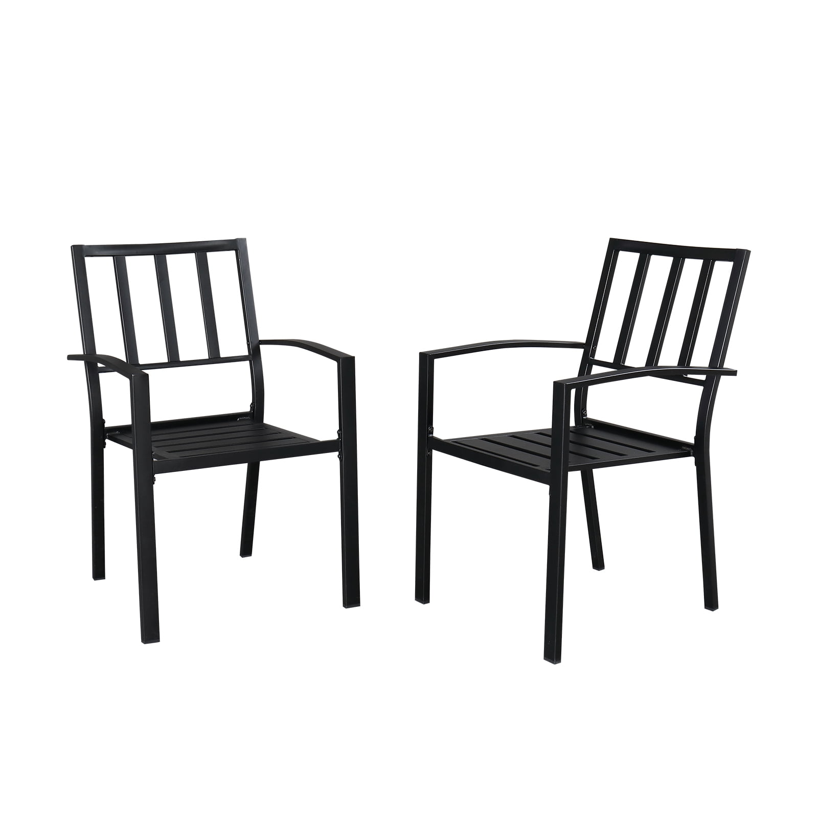 BTMWAY Black Outdoor Dining Chairs Set of 2, Metal Patio Chairs Set ...