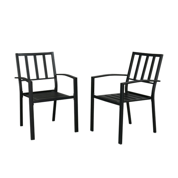 BTMWAY Black Outdoor Dining Chairs Set of 2, Metal Patio Chairs Set, Modern Outdoor Chairs for Balcony Porch Garden Backyard