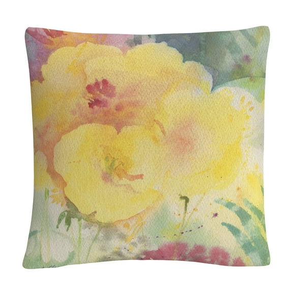 Yellow Burst' Floral Abstract Motif By Sheila Golden 16 X 16 Decorative Throw Pillow