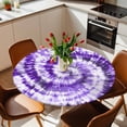 thumbnail image 3 of Purple Ombre Fitted Tablecloth with Elastic Edged, Round Table Cloth for Dining Table, Modern Abstract Tie Dye Painting Art Waterproof Oil Proof Table Cover for Indoor Outdoor 55"-60", 3 of 8