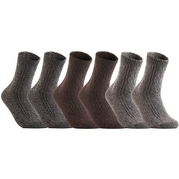 Lian LifeStyle Attractive Women's 6 Pairs Mid Calf Cotton Crew Socks With Super High Quality Soft Fibers Size 6-9 HR1613 Black, Coffee, Grey