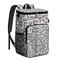 Travel Cooler Bag - White and Pink Of Leopard Print Camping Beer Cooler Backpack with Bottle Opener- Waterproof Insulated Picnic Backpacks - Cooler Bag for Beach
